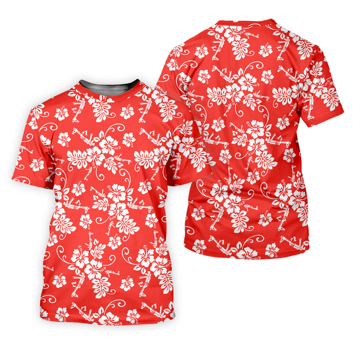 Tropical Flower Red Golf Shirt, Hawaiian Golf Shirt, Polo Shirtor Men, Golf Shirts For Men