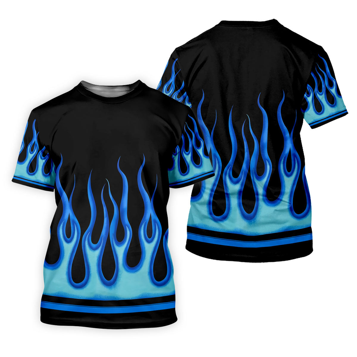 Black Blue Flame Sleeve Golf Shirt, Ladies Golf Shirts, Performance Golf Shirt