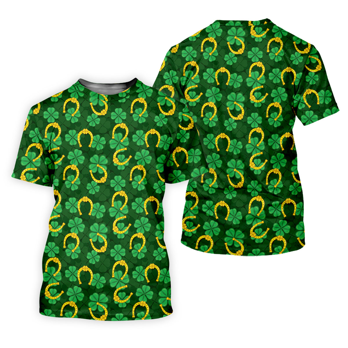 Four Leaf Clovers Golden Horseshoes St Patrick's Day Golf Shirt, Polo ShirtFor Men, Golf Shirts For Men