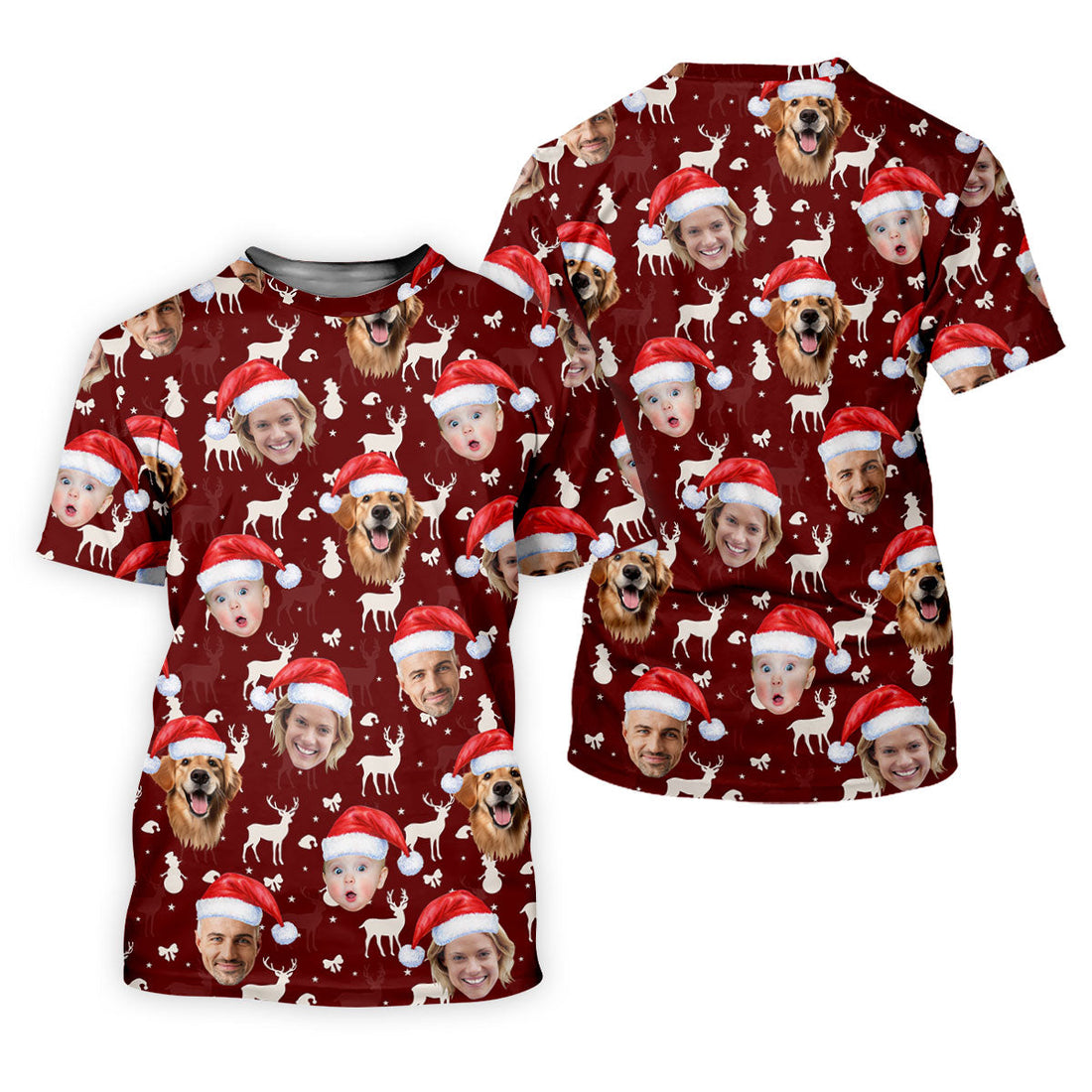Custom Face Snow Figure Maroon Golf Shirt, Christmas Golf Shirt, Ladies Golf Tops, Golf Gifts For Women