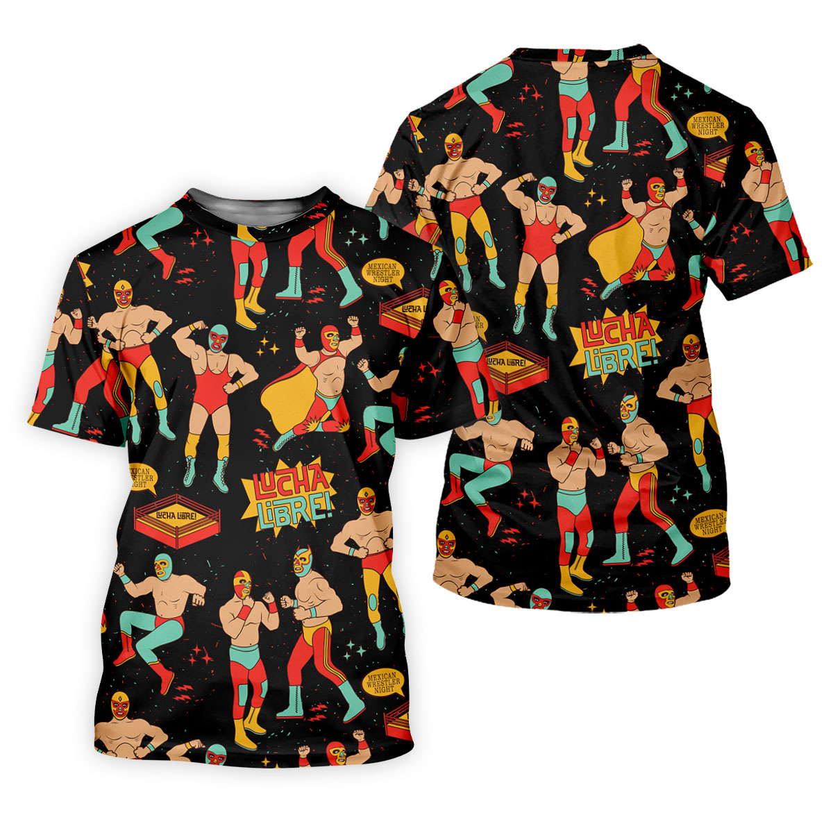 Black Lucha Libre Mexican Wrestler Pattern Golf Shirt, Ladies Golf Shirts, Golf Polo For Women