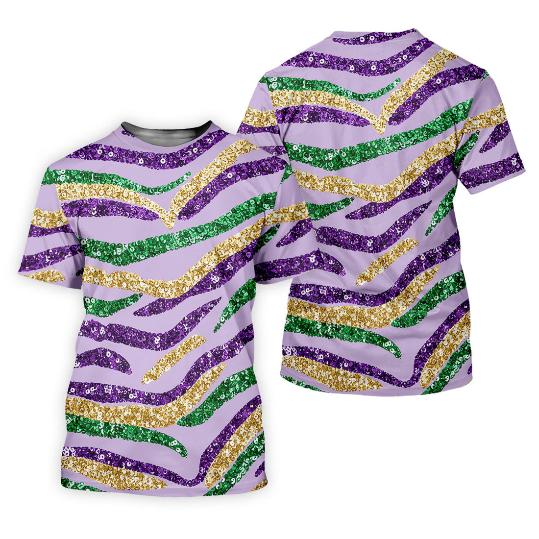 Purple Green Gold Sequin Pattern Light Purple Mardi Gras Golf Shirt, Women's Golf Tops, Ladies Golf Shirts