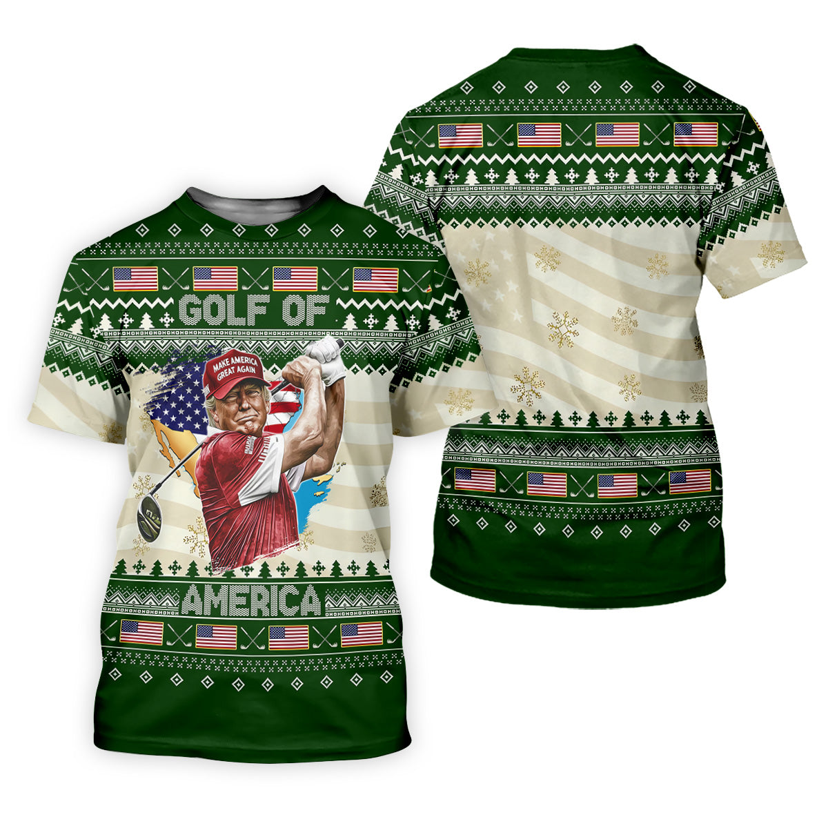 Trump Golf Of America Christmas Golf Shirt Men's Funny Golf Polo Shirtque Gift For Golfer, Christmas Golf Gift
