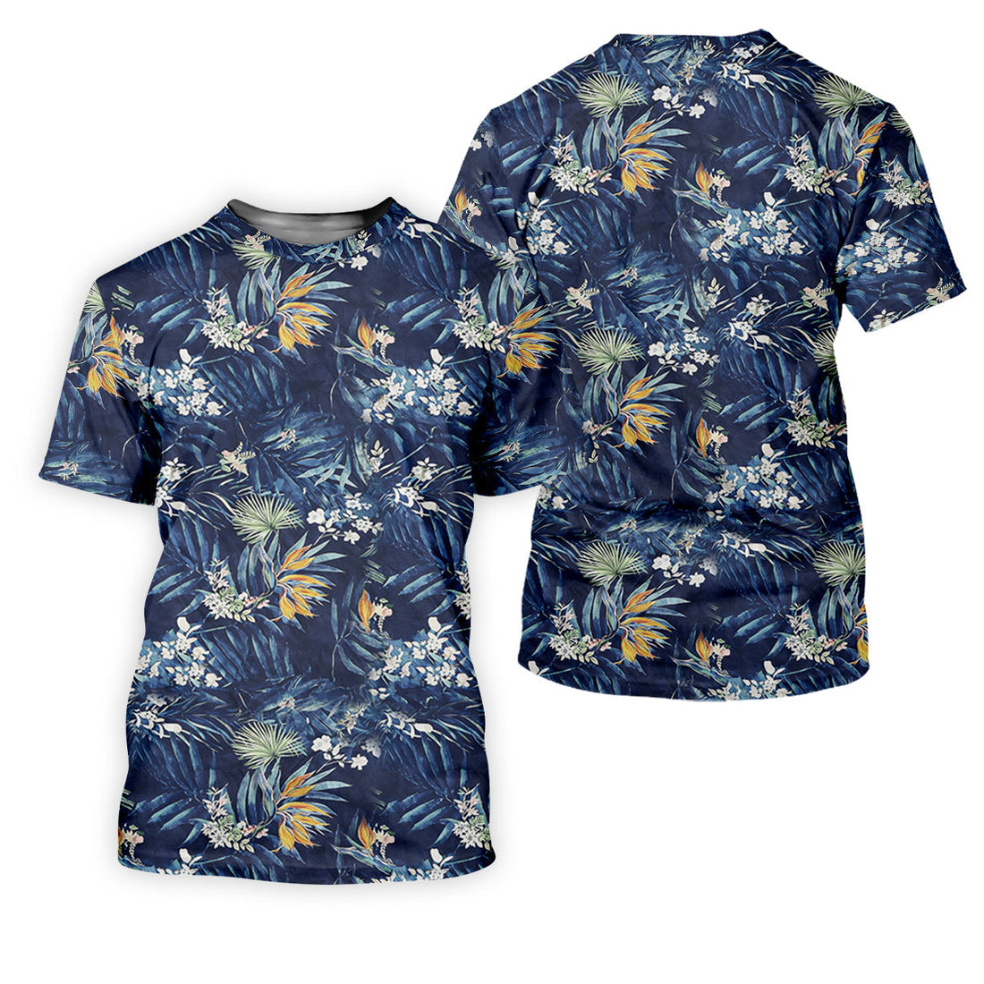 Navy Palm Tropical Hawaiian Vibe Golf Tops For Men, Golf Shirts For Men, Golf Gift For Men