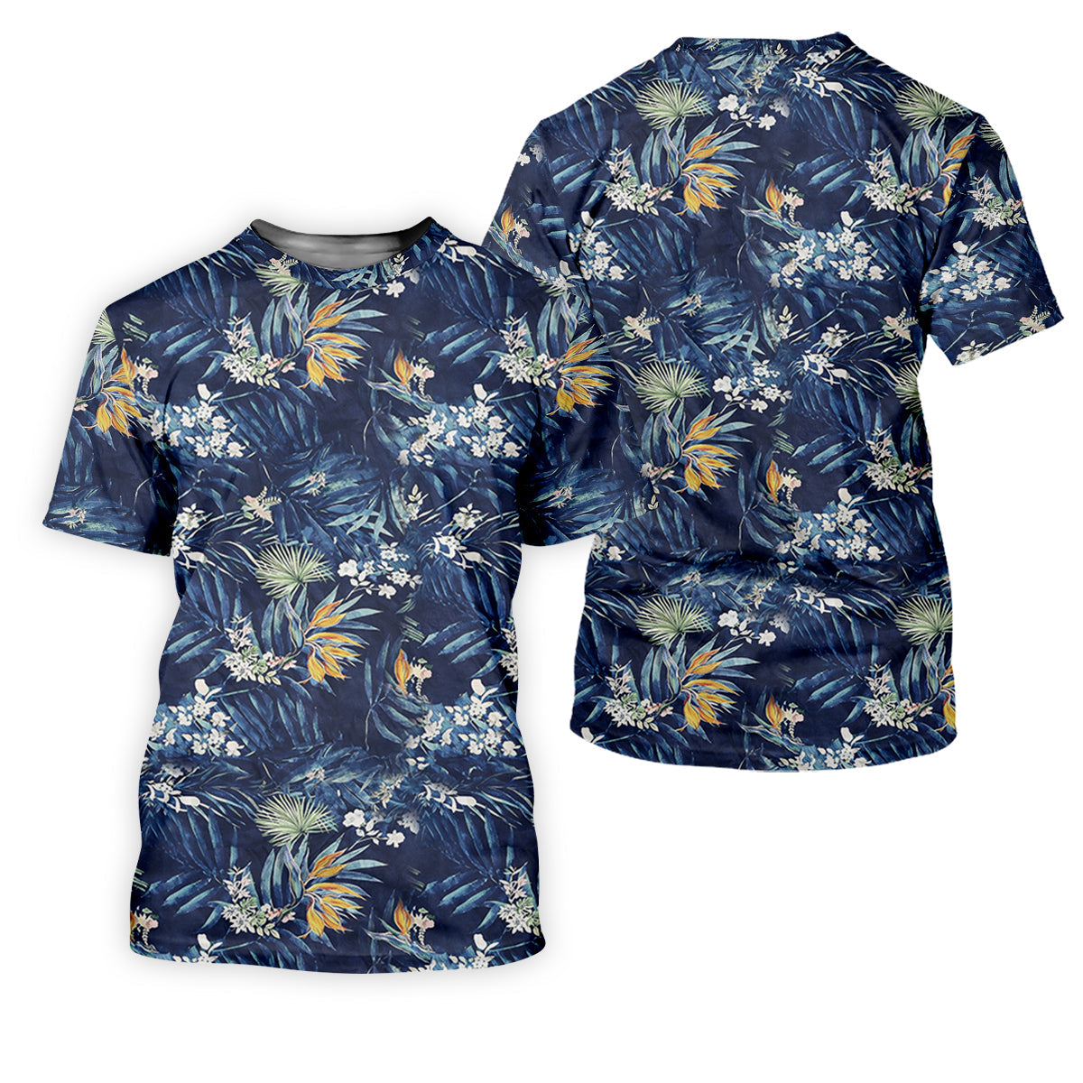 Navy Palm Tropical Hawaiian Vibe Golf Tops For Men, Golf Shirts For Men, Golf Gift For Men