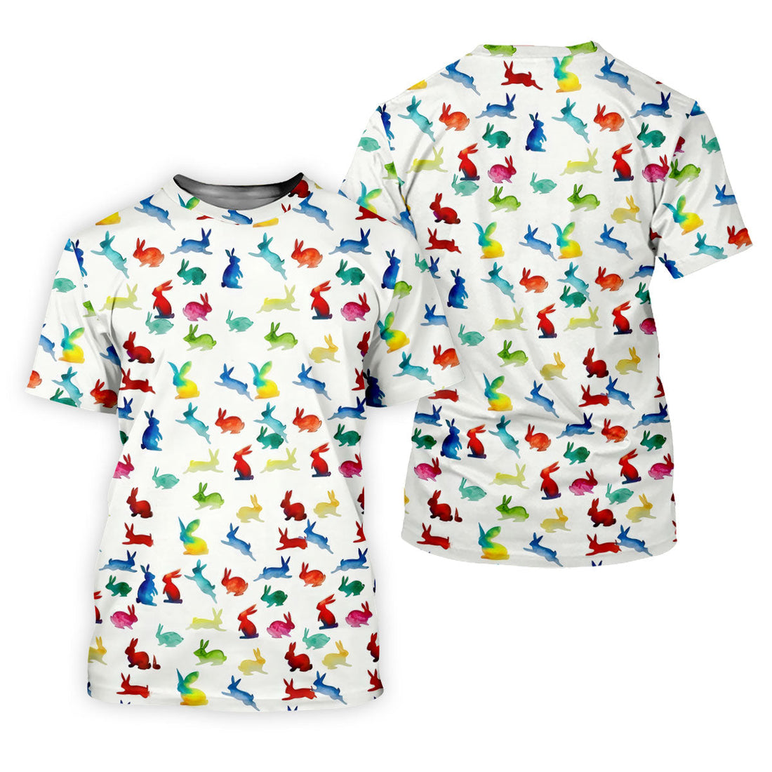 Colorful Bunny Funny Golf Shirt, Easter Bunny Pattern Golf Tops For Men, Golf Shirts For Men