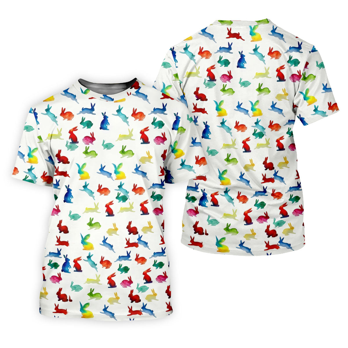 Colorful Bunny Funny Golf Shirt, Easter Bunny Pattern Golf Tops For Men, Golf Shirts For Men