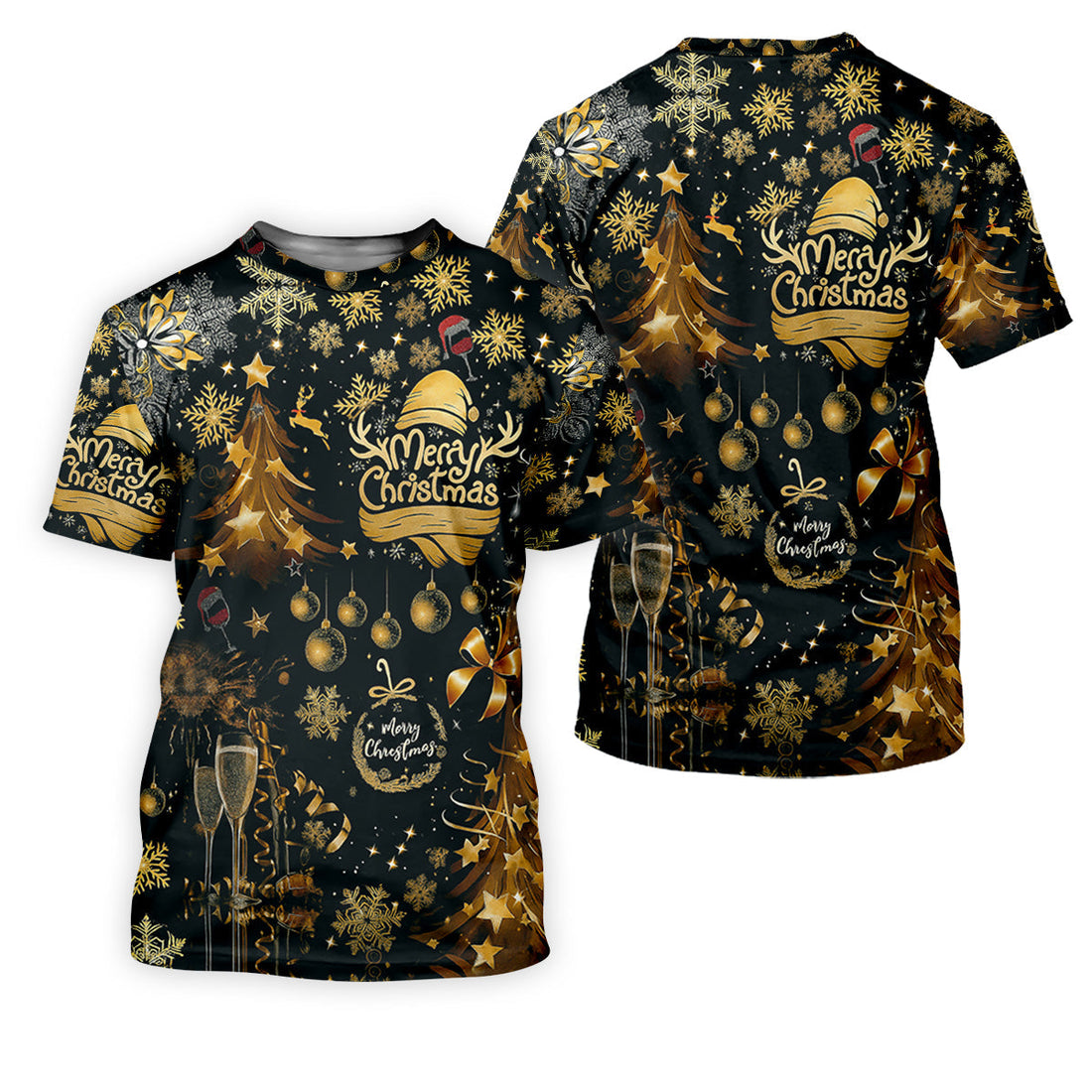 Champagne Golden Merry Christmas Women Golf Top, Christmas Golf Shirt, Ladies Golf Tops