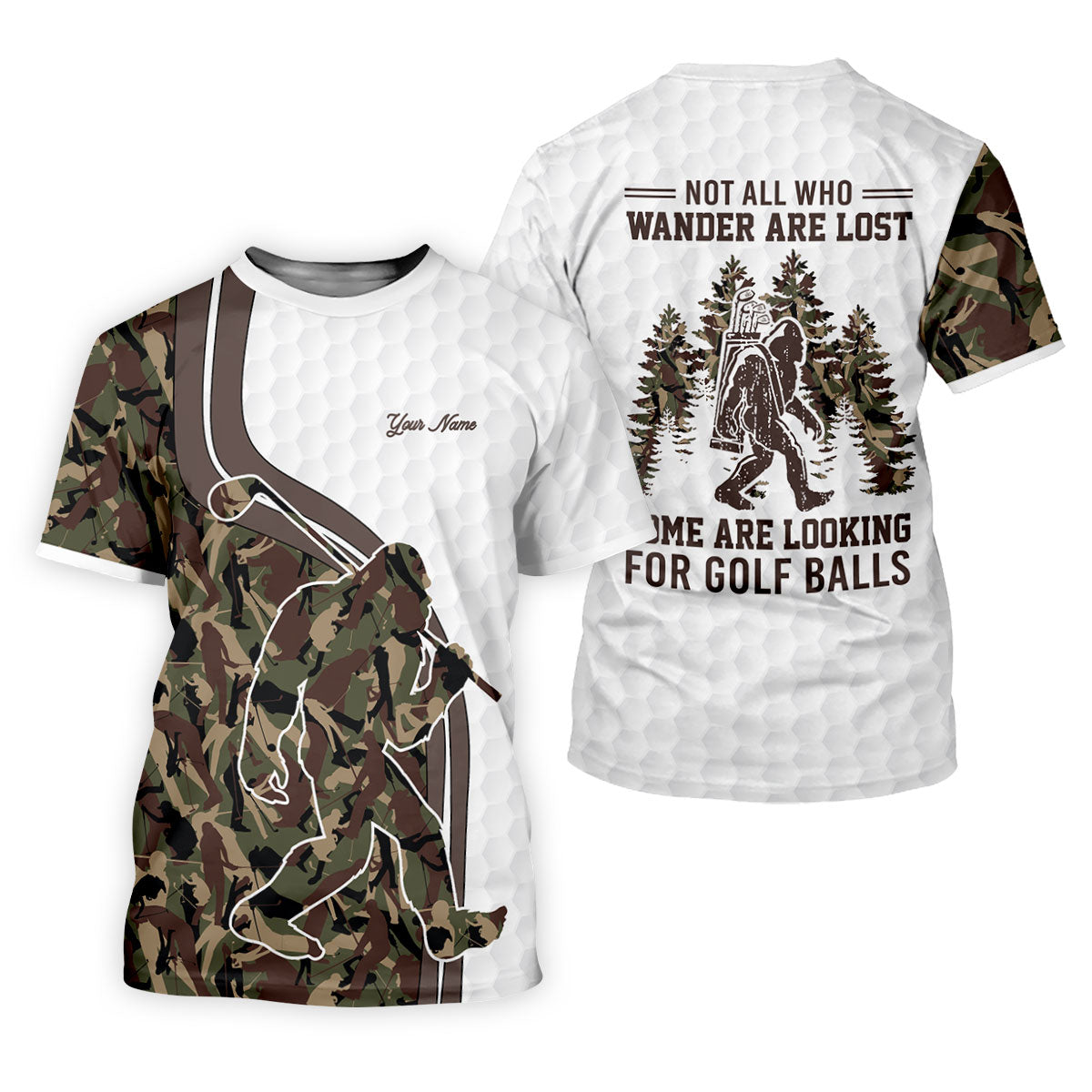 Not All Who Wander Are Lost Bigfoot Camouflage Funny Golf Shirt, Ladies Golf Tops, Golf Shirt For Women