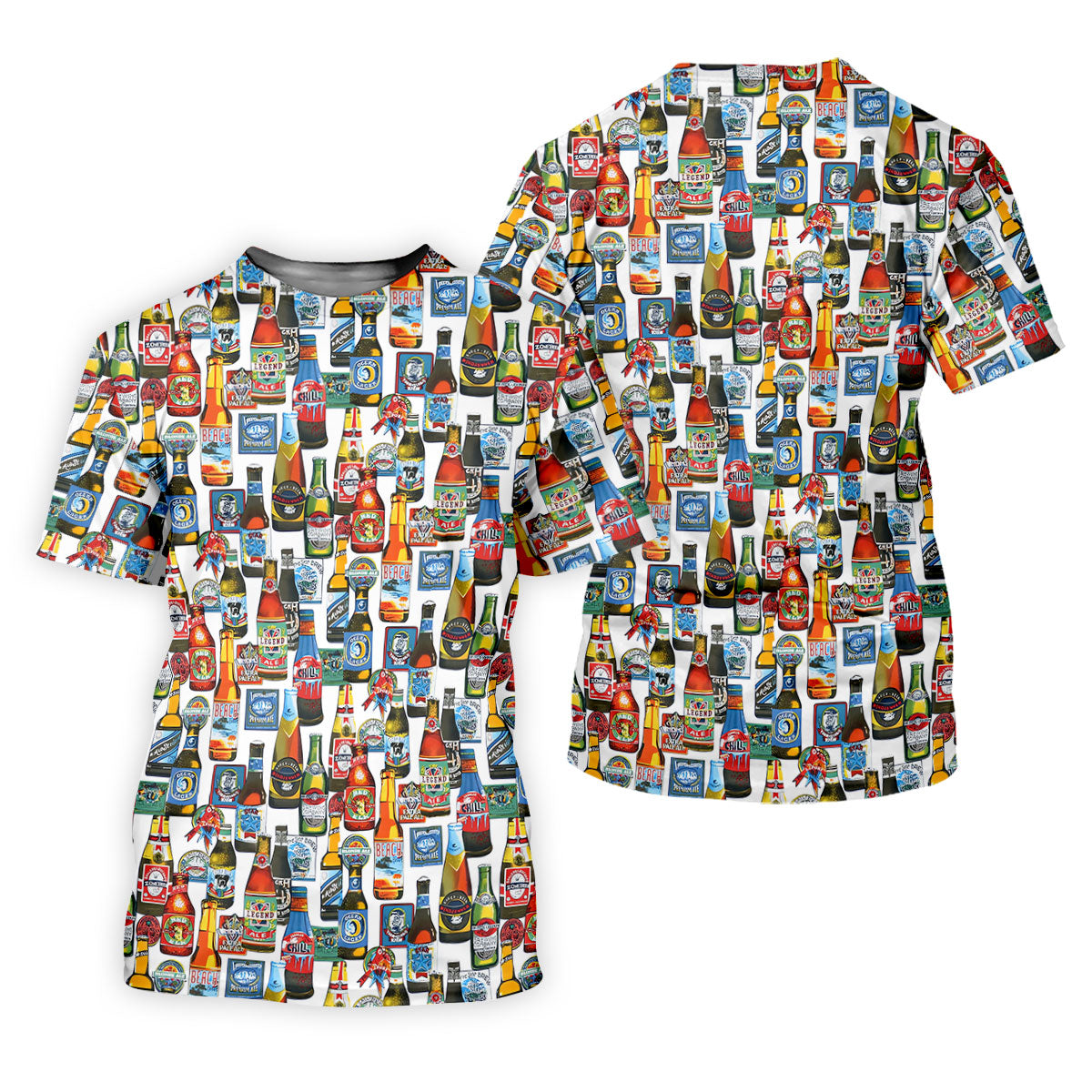 Beer Bottle Labels White Golf Shirt, Men's Funny Golf Shirts, Golf Tops For Men, Golf Shirts For Men