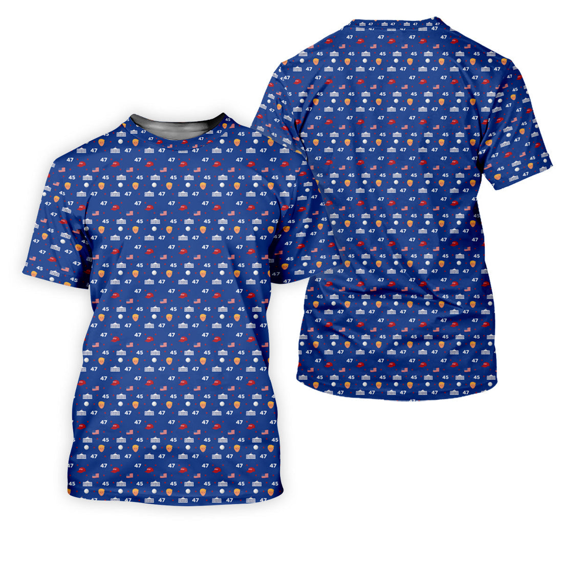 45 47 US Flag Pattern Blue Golf Shirt, Funny Golf Shirt, Golf Shirts For Men, Golf Gift For Men