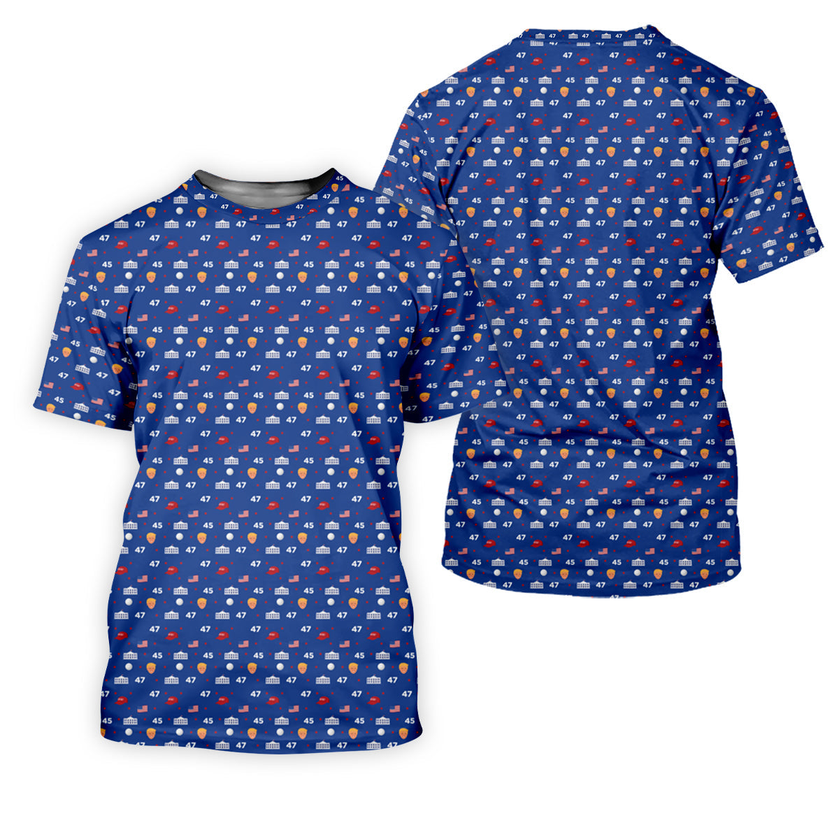 45 47 US Flag Pattern Blue Golf Shirt, Funny Golf Shirt, Golf Shirts For Men, Golf Gift For Men