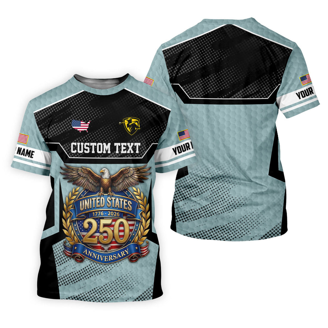 US 250 Anniversary Patriotic 4th Of July Blue Grey Golf Shirt, Polo Shirtor Men, Golf Shirts For Men