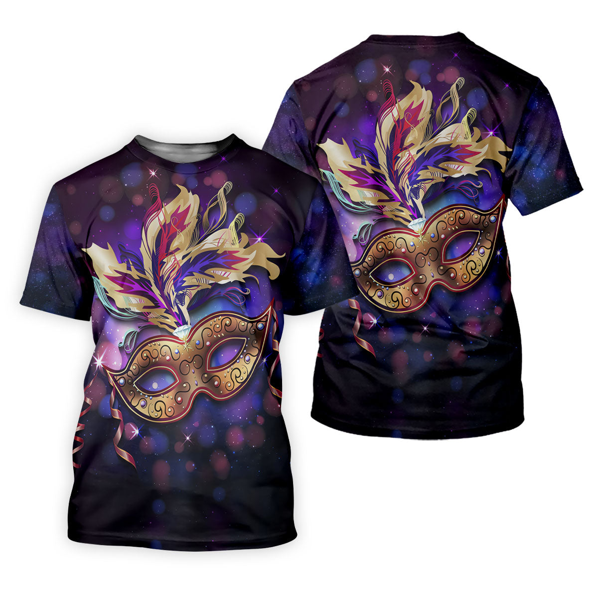 Mardi Gras Mask Feather Ribbon Purple Golf Shirt, Polo ShirtFor Men, Golf Shirts For Men