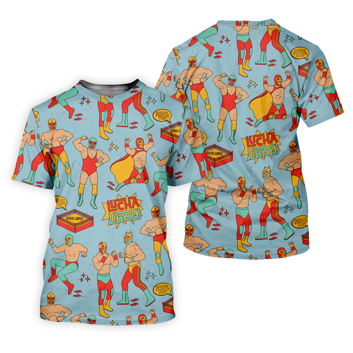 Blue Lucha Libre Mexican Wrestler Pattern Golf Shirt, Polo Shirts For Men, Golf Apparel For Men
