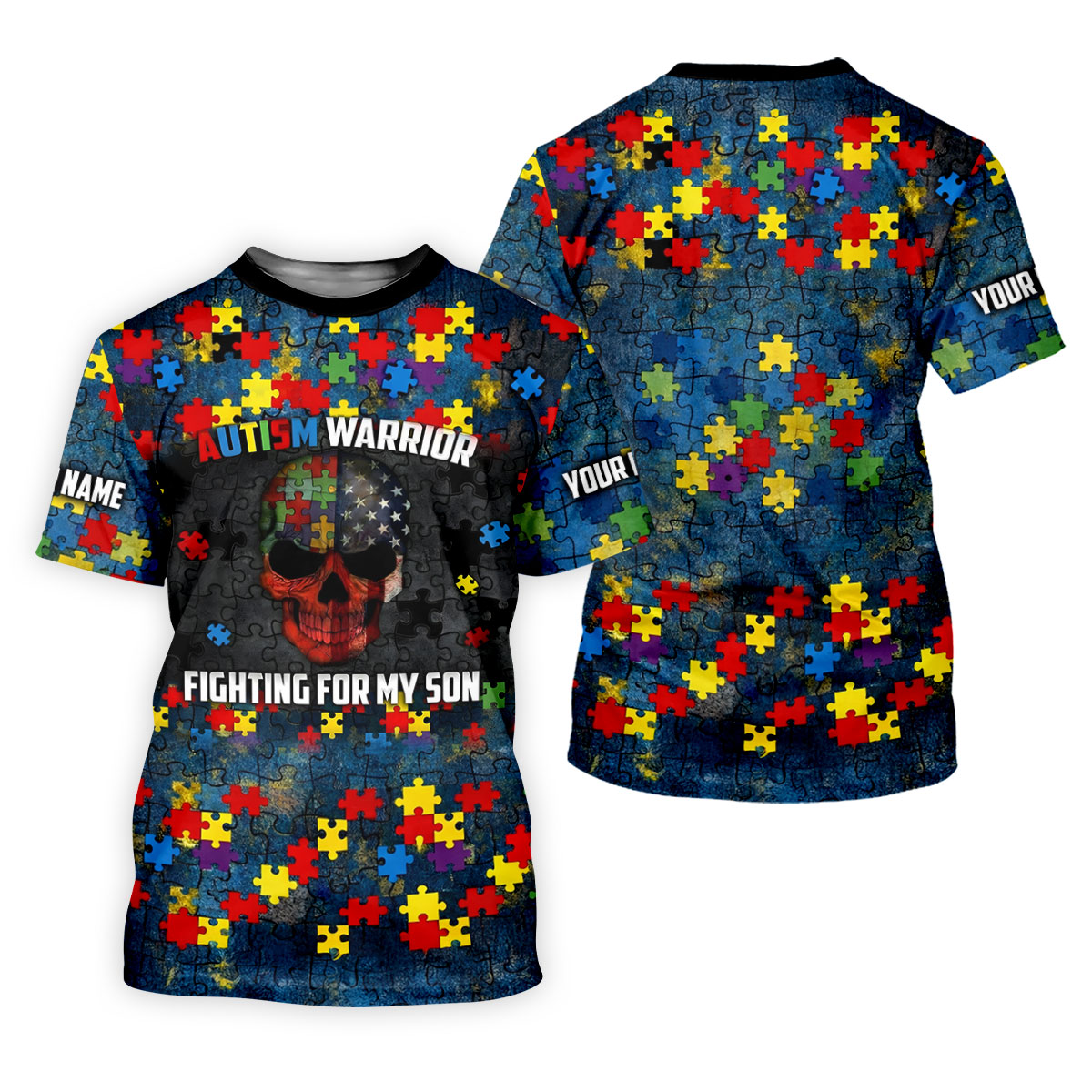 Autism Warrior Fighting For My Son Colorful Puzzles Golf Tops For Men, Father's Day Golf Gift