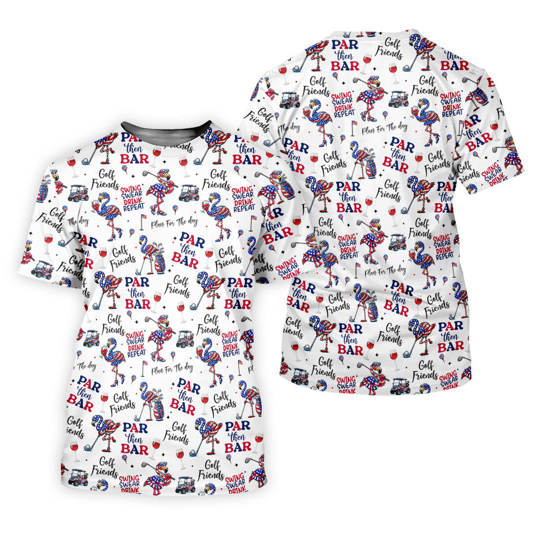 Par Then Bar Funny Flamingo Patriot Golf Shirt, 4th Of July Golf Shirt, 250th Anniversary Women's Golf Tops