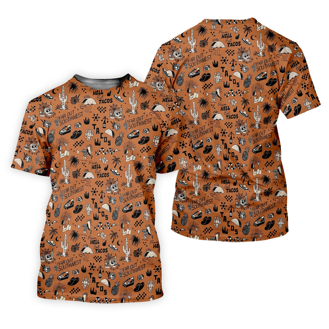 Southwest Desert Taco Skull Pattern Hawaiian Golf Shirt, Golf Shirts For Men, Mens Polo Shirts