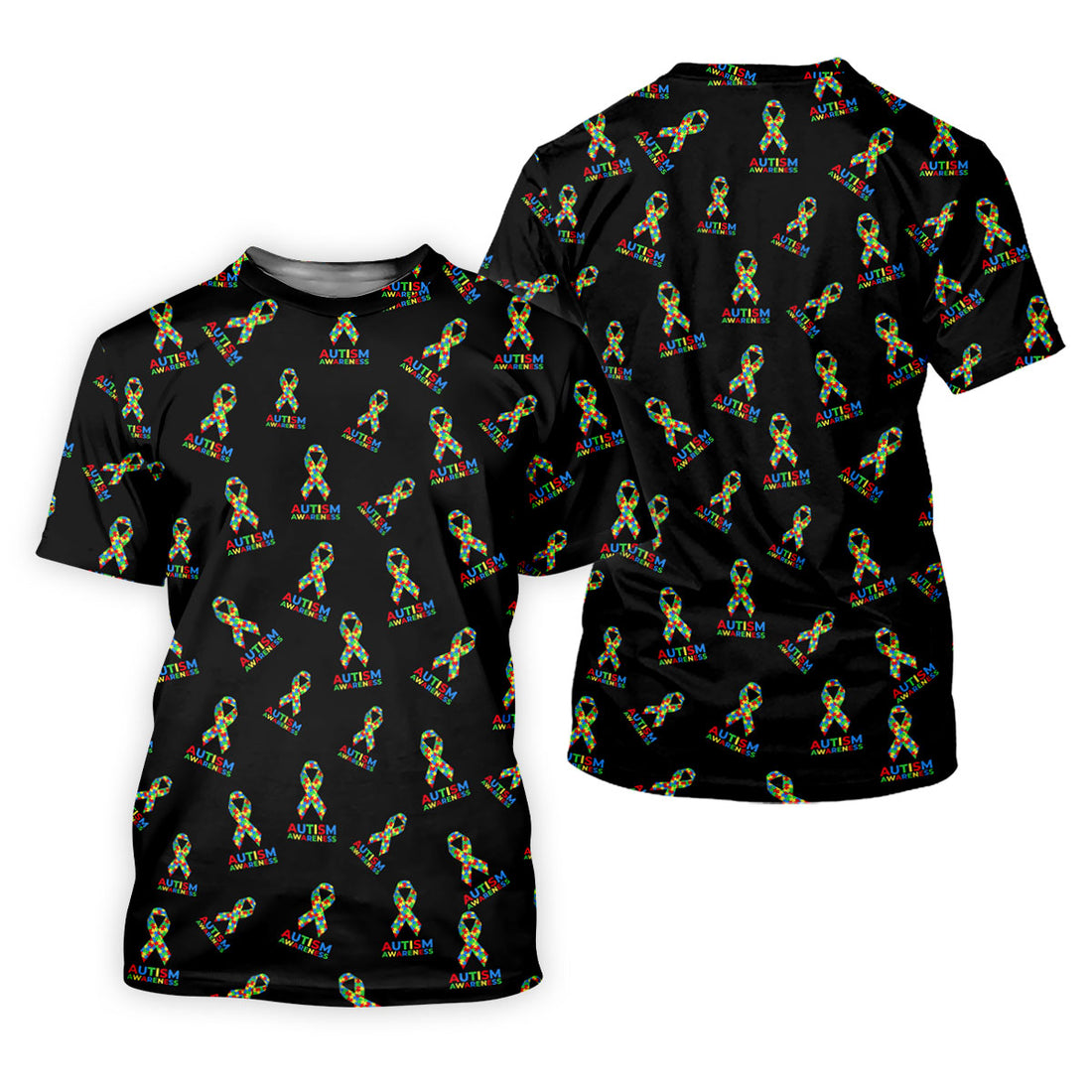 Autism Awareness Colors Autism Ribbon Black Golf Shirt, Women's Golf Tops, Ladies Golf Polos