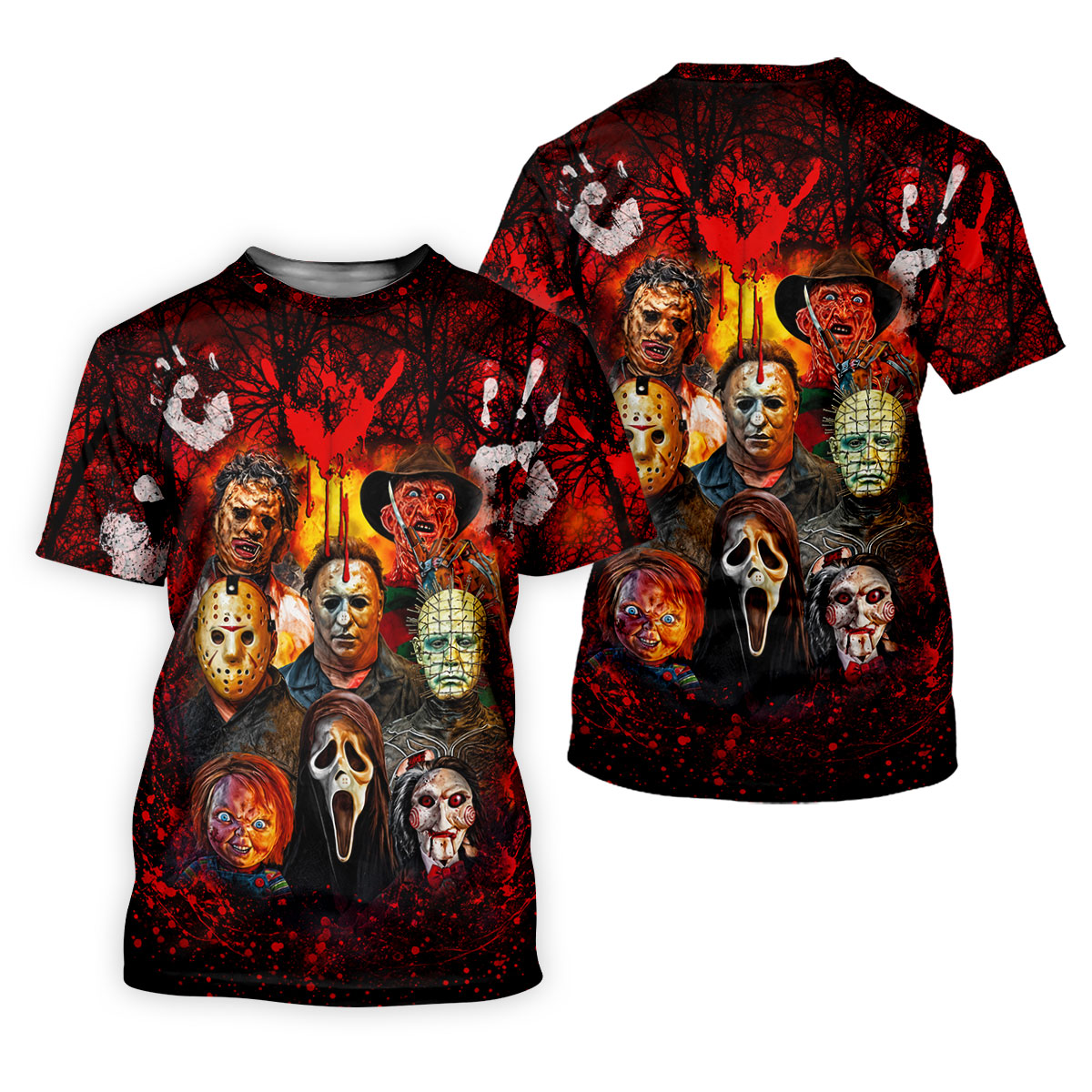 Halloween Horror Character Hawaiian Golf Shirt, Women's Golf Tops, Golf Shirts For Women