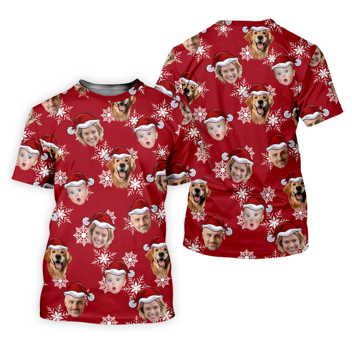 Custom Face Dark Red And White Christmas Women's Golf Tops, Ladies Golf Shirts, Christmas Golf Gift