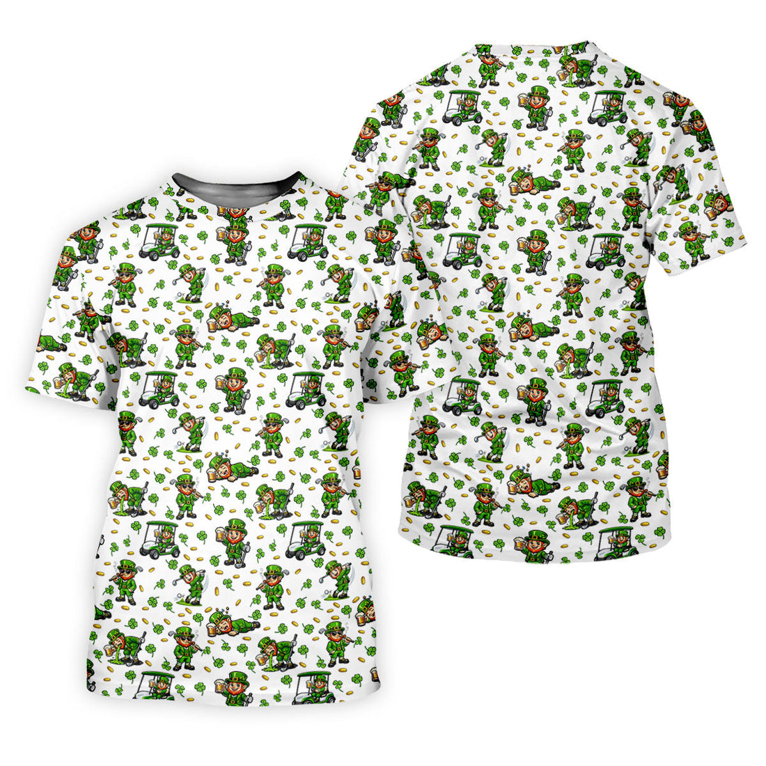 Funny Leprechaun Golf And Beer Green Shamrocks St Patrick's Day Golf Shirt, Women's Golf Shirts, Ladies Golf Polos