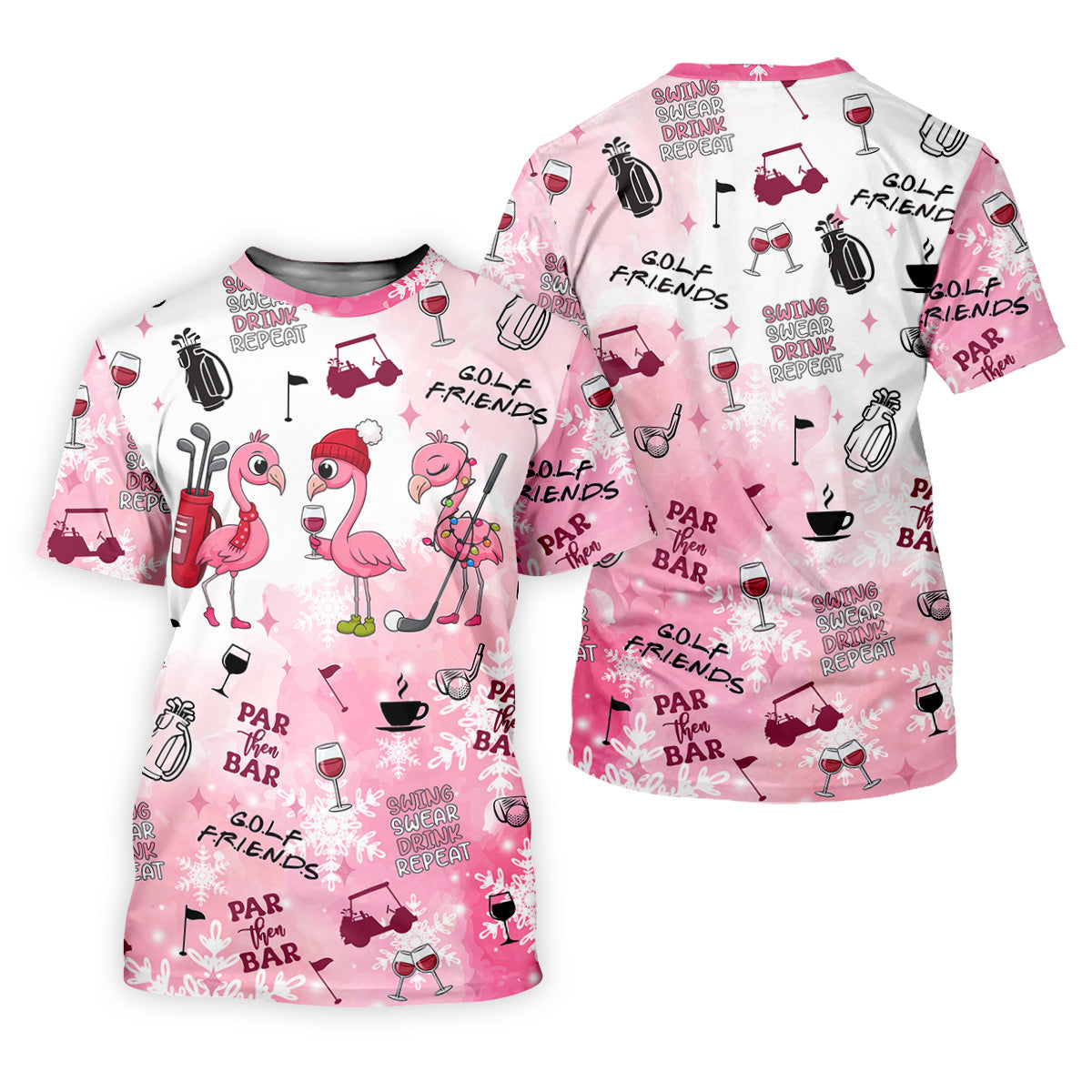 Golf Friends Par Then Bar Flamingo Golf Shirt, Women's Pink Golf Polo, Ladies Golf Shirts, Christmas Golf Shirt