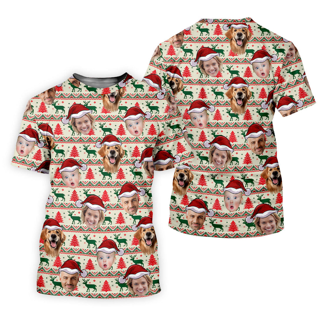Custom Face Reindeer Christmas Women's Golf Tops, Ladies Golf Shirts, Christmas Golf Gift