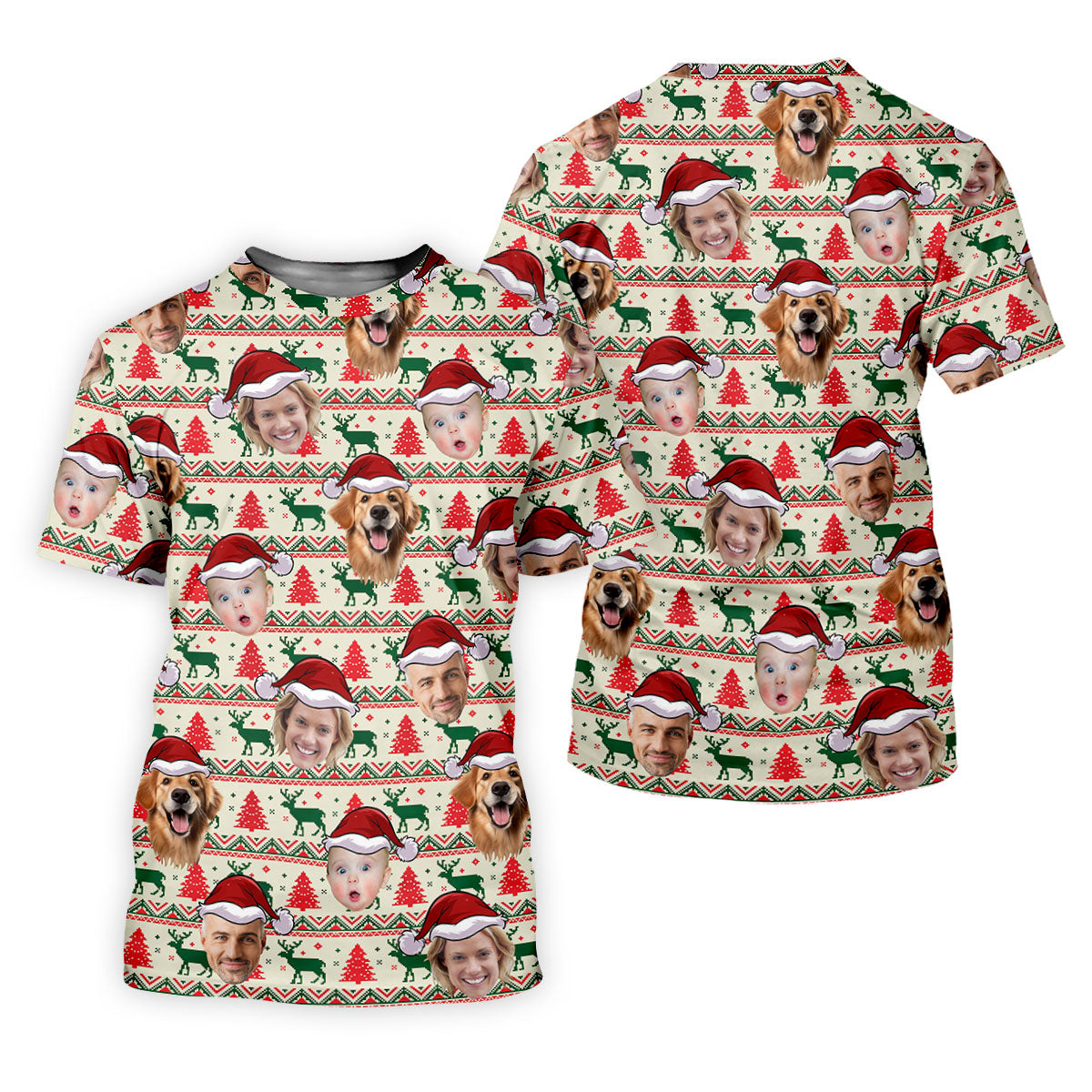 Custom Face Reindeer Christmas Women's Golf Tops, Ladies Golf Shirts, Christmas Golf Gift