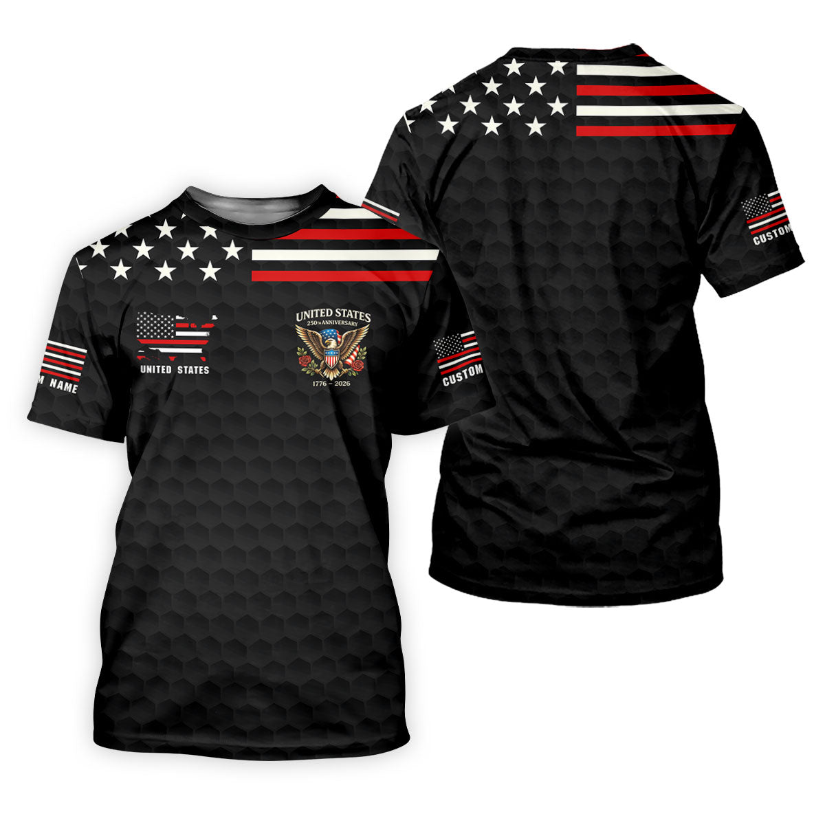 250th Anniversary Bald Eagle And Roses Black Golf Shirt, Patriotic 4th Of July Golf Shirts For Men