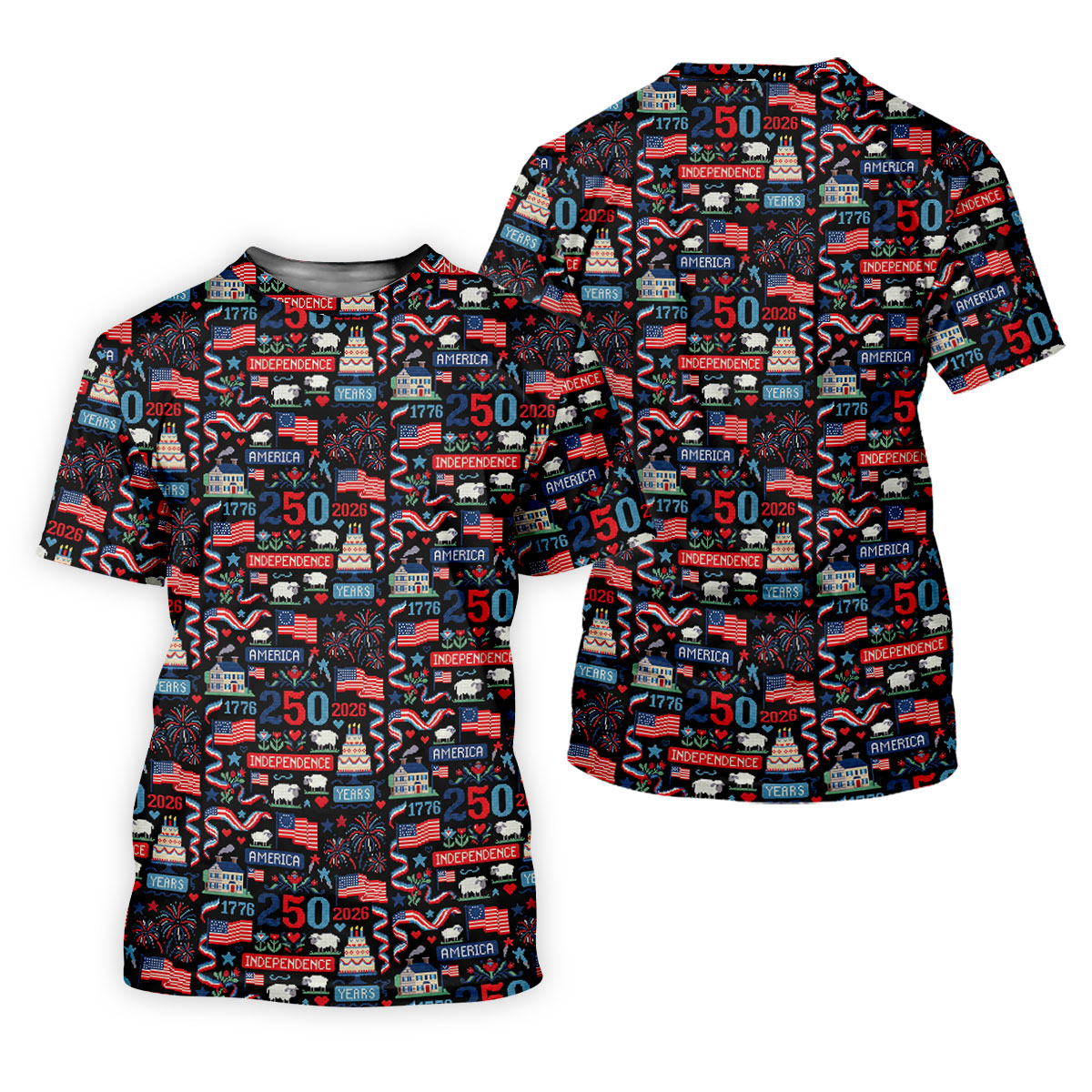 America Independence 250 Years Black Golf Shirt, Patriotic 4th Of July Golf Shirts For Men