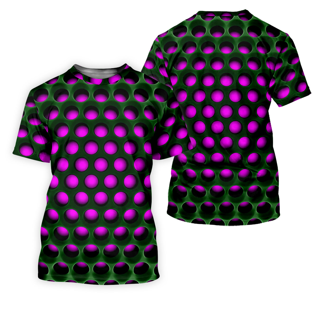 3D Effect Circular Pattern Purple Golf Shirt, Cool Golf Outfit, Men's Funny Golf Shirts, Polo Shirt Men