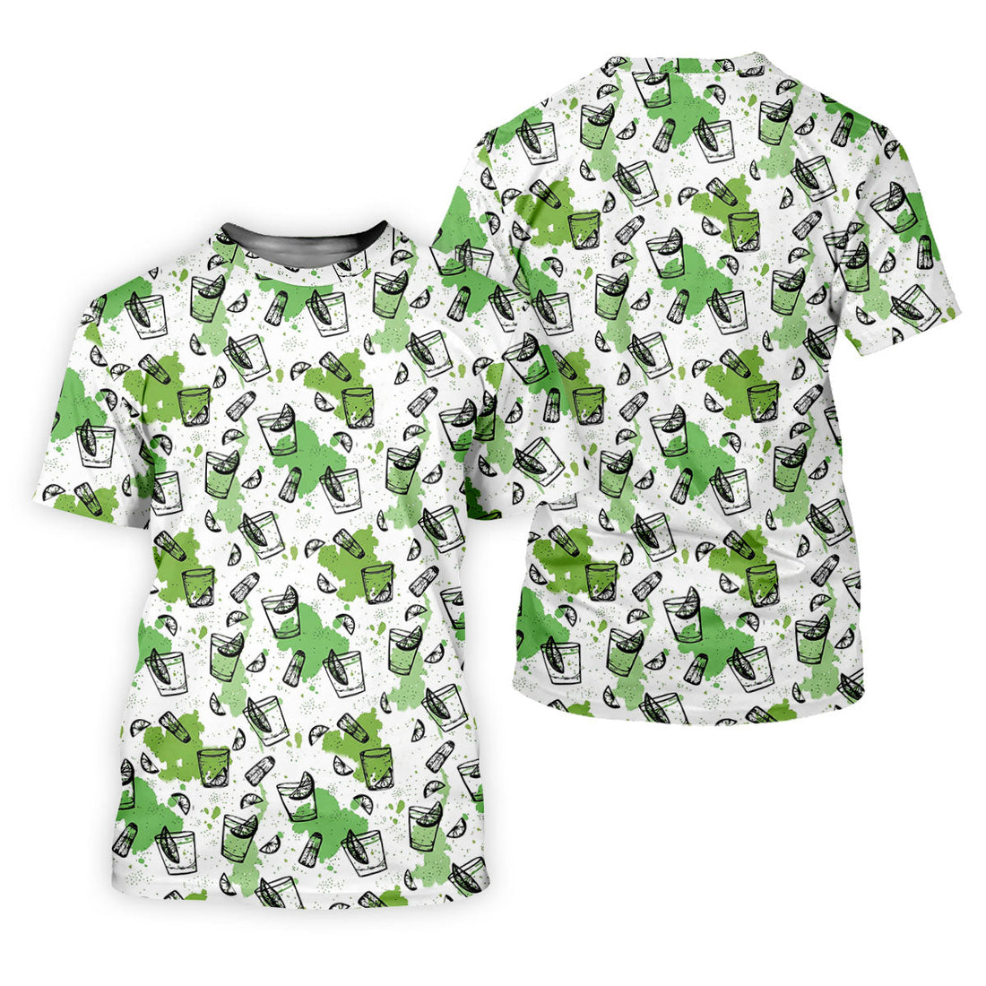 Green Cocktail Splash Pattern Golf Shirt, Mens Golf Shirts, Hawaiian Golf Shirt, Golf Polo Shirts For Men