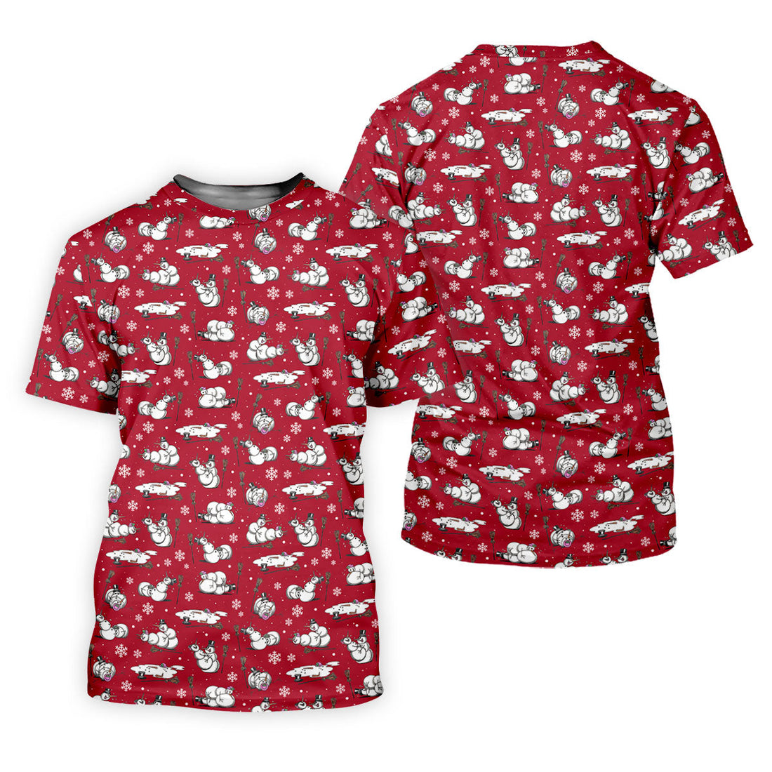 Funny Snowman Naughty Couple Red Golf Shirt, Christmas Golf Shirt, Golf Gift For Him, Polo ShirtFor Men