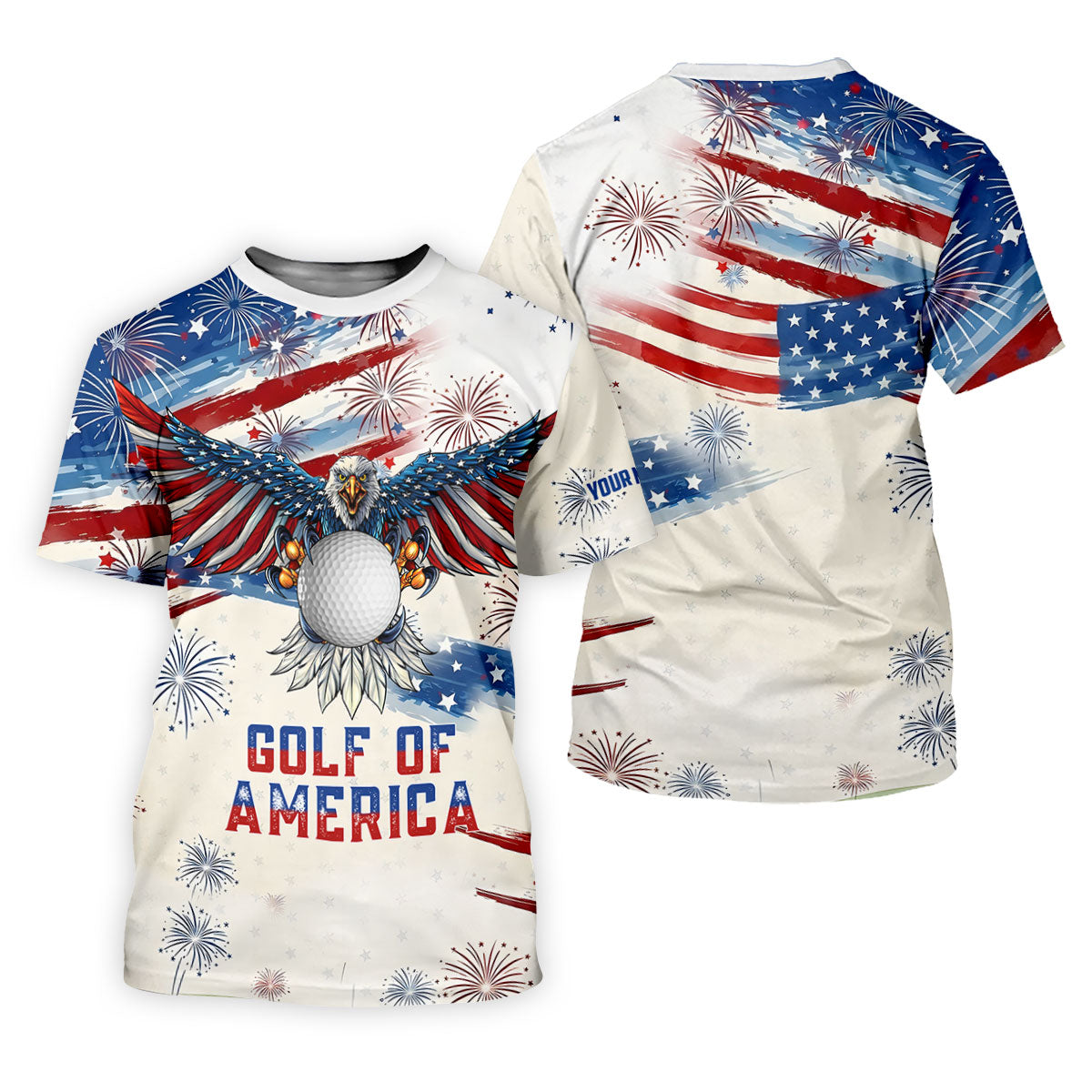 Golf Of America 250th Anniversary Red White Blue Brush Stripes Patriotic 4th Of July Golf Shirts For Men