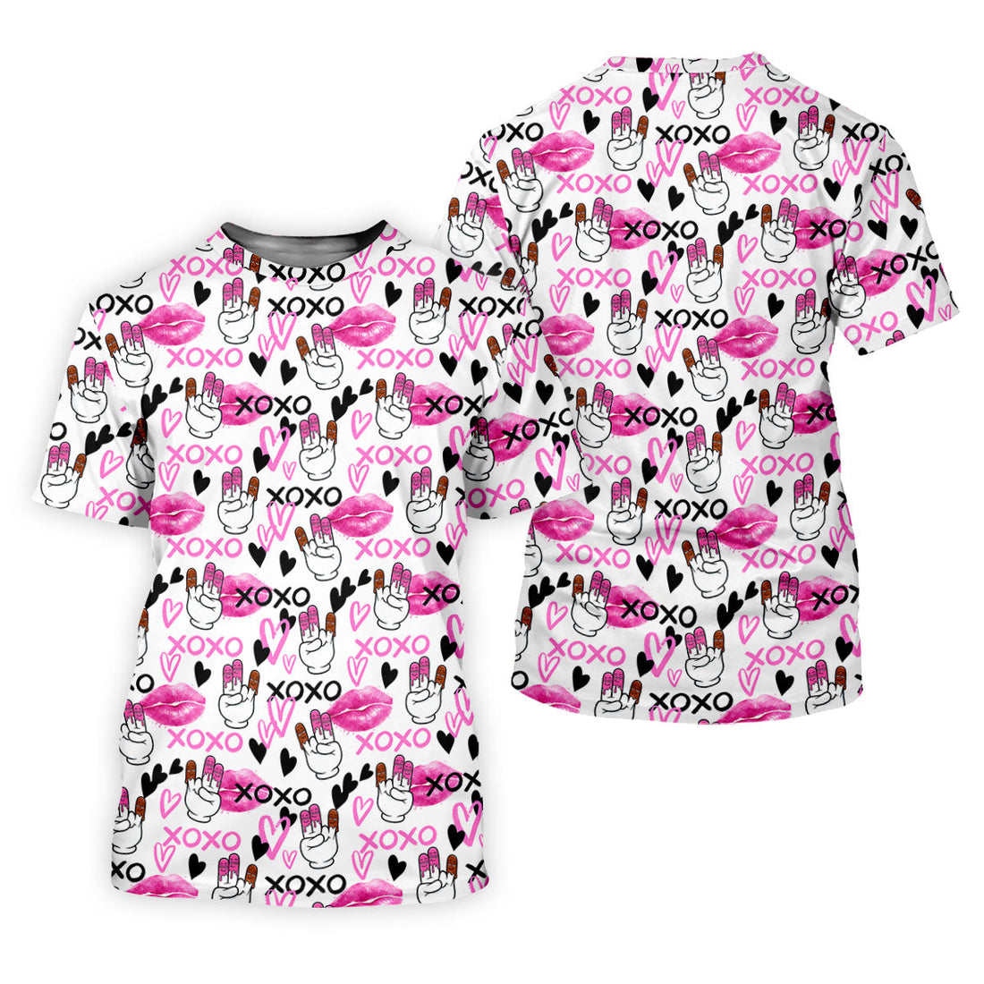 Chocolate Fingers Adult Humor XOXO Lipstick Mark Fun Women's Golf Shirts, Valentines Golf Gift, Women's Golf Tops