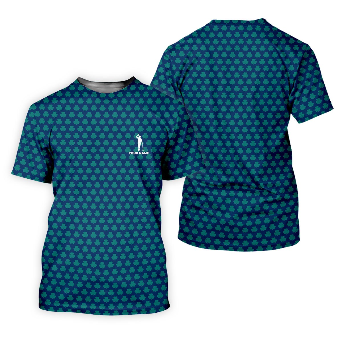 Three Leaf Clover Seamless Pattern St Patrick's Day Golf Shirt, Polo ShirtFor Men, Golf Shirts For Men