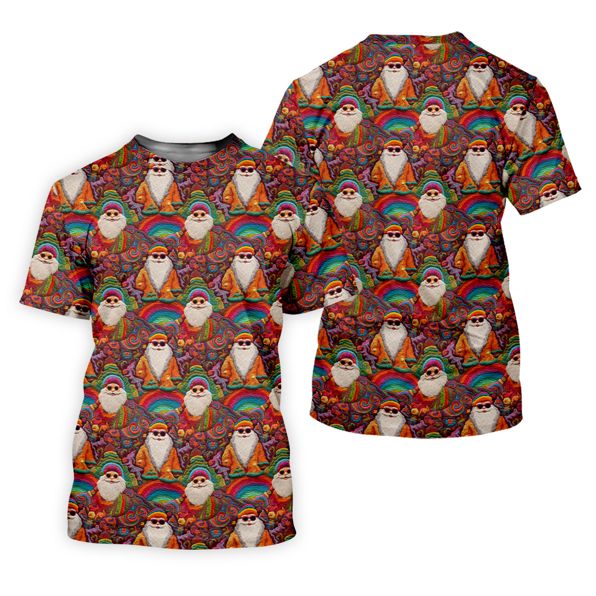 Groovy Hippie Santa Seamless Pattern Golf Shirts, Christmas Golf Shirt, Golf Gifts For Women, Fun Golf Shirt