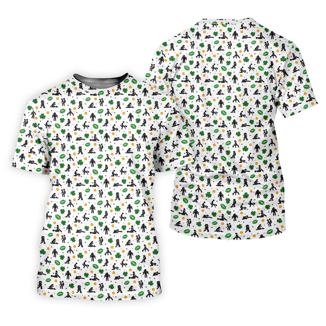 Funny Stick Figure Naughty Position Shamrock St Patrick's Day Golf Shirt, Women's Golf Tops, Ladies Golf Shirts