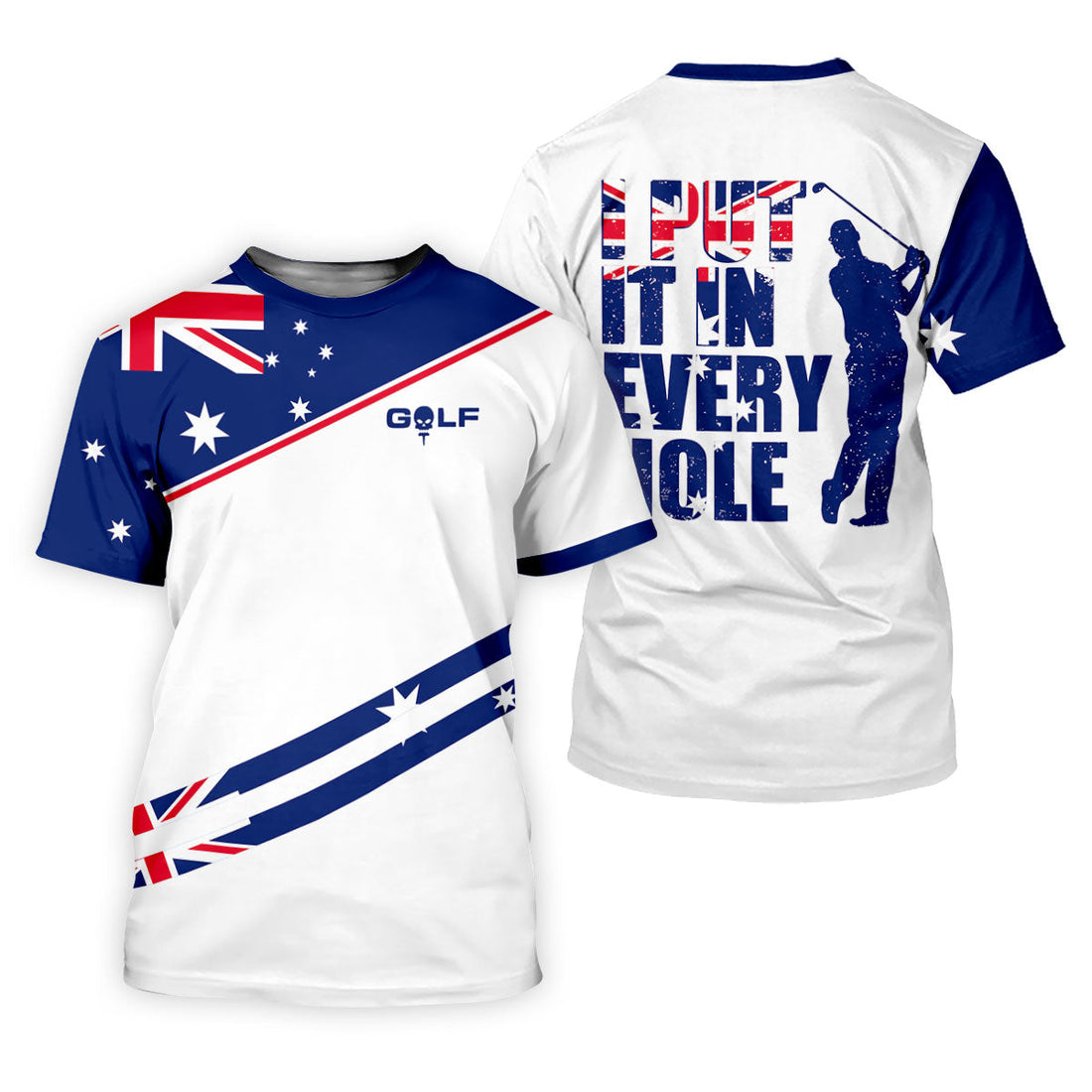 I Put It In Every Hole Australia Flag Print Men's Golf Top, Polo Shirt Men, Golf Shirts For Men