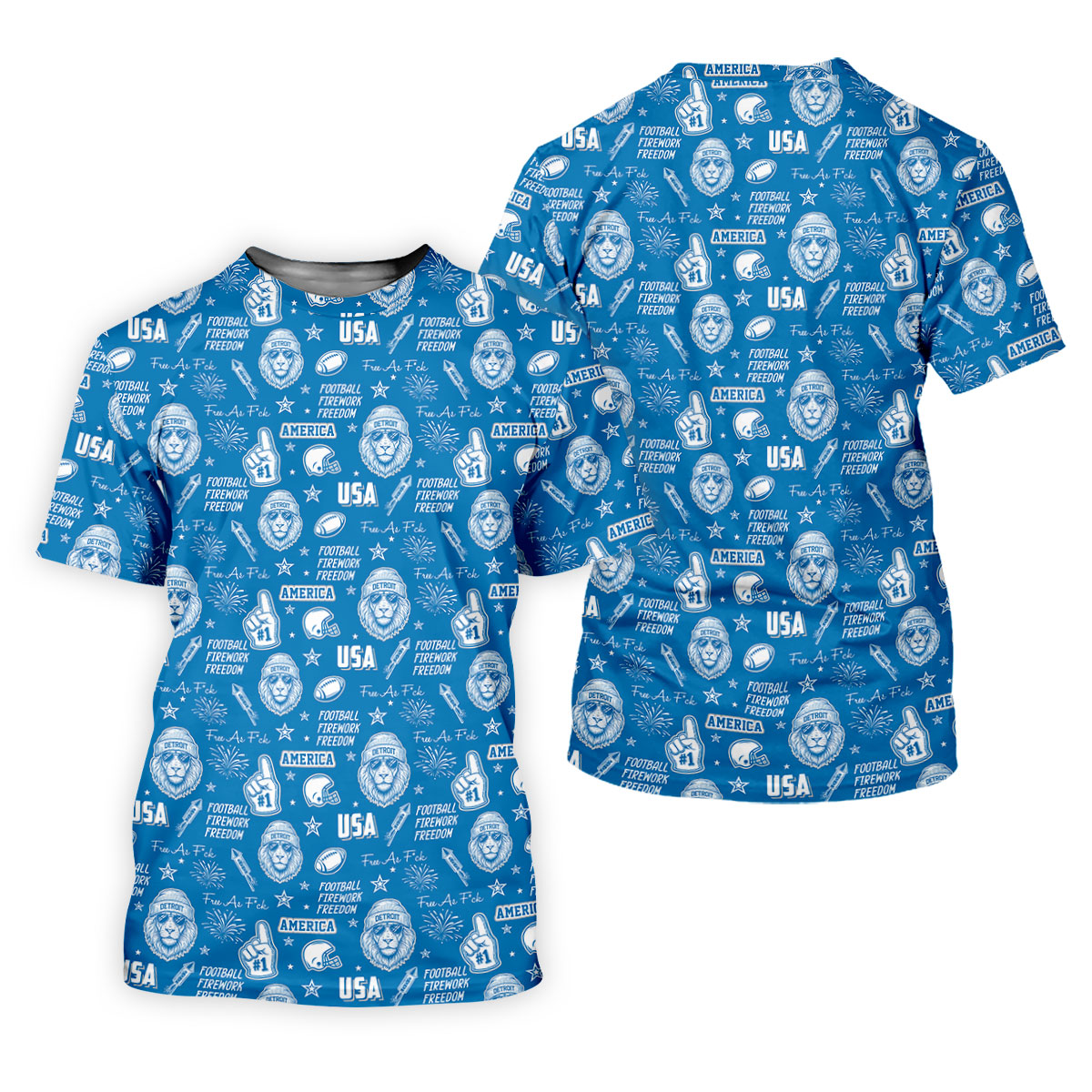 Cool Lion Football Freedom Blue Polo ShirtAmerican Football League Gift Ideas For Football Fans