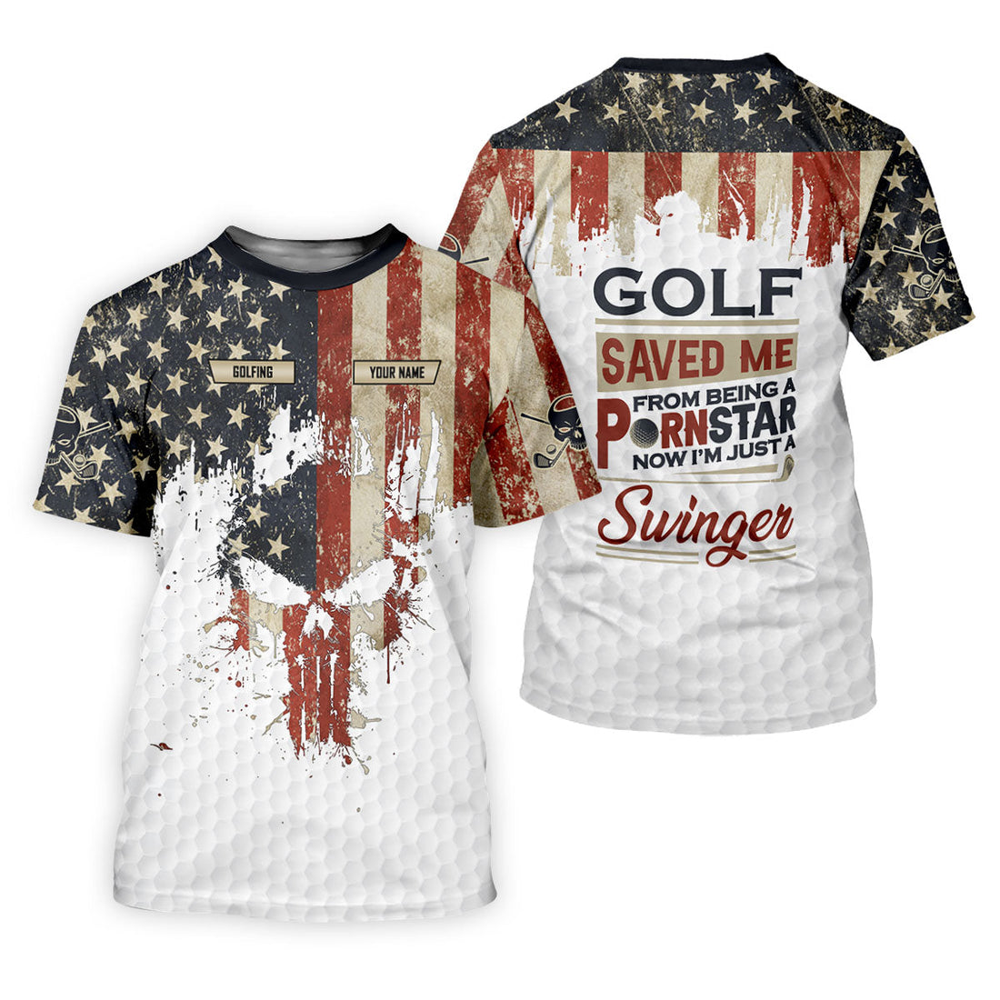 Golf Saved Me From Being A Pornstar Funny Golf Shirt, 250 Years Patriotic 4th Of July Golf Shirts For Men