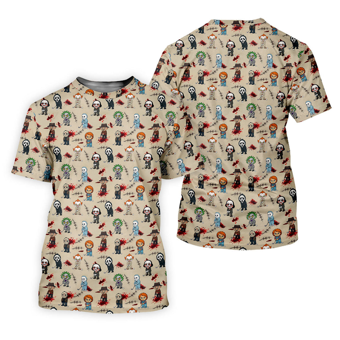 Cute Horror Character Golf Pattern Polo Shirt, Womens Golf Polo, Ladies Golf Shirts