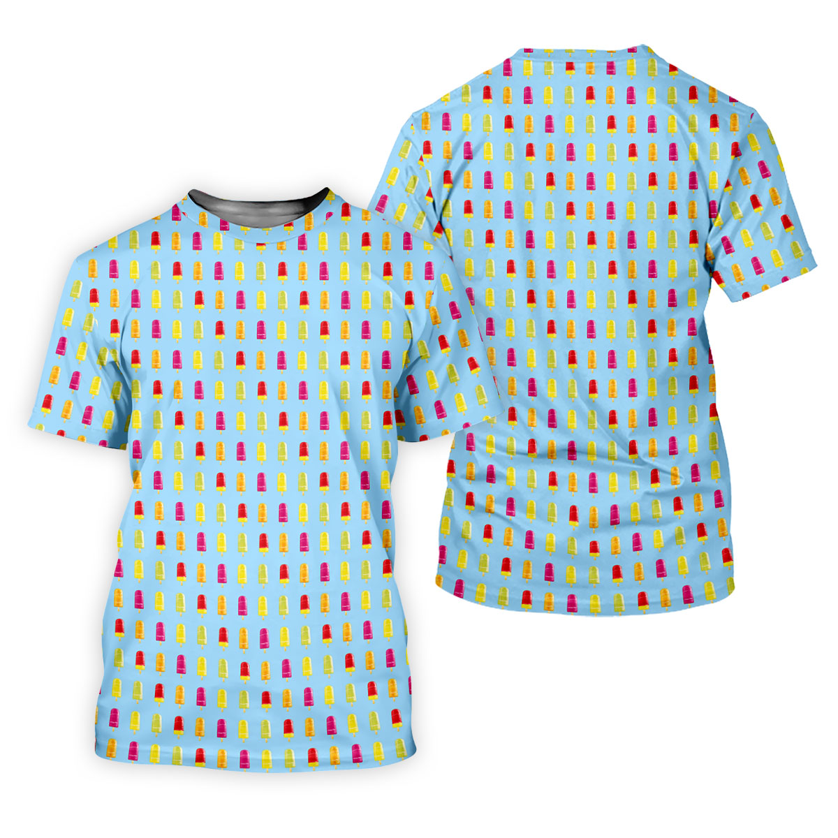 Colorful Popsicle Summer Pattern Golf Shirt, Mens Golf Polo, Printed Golf Shirts