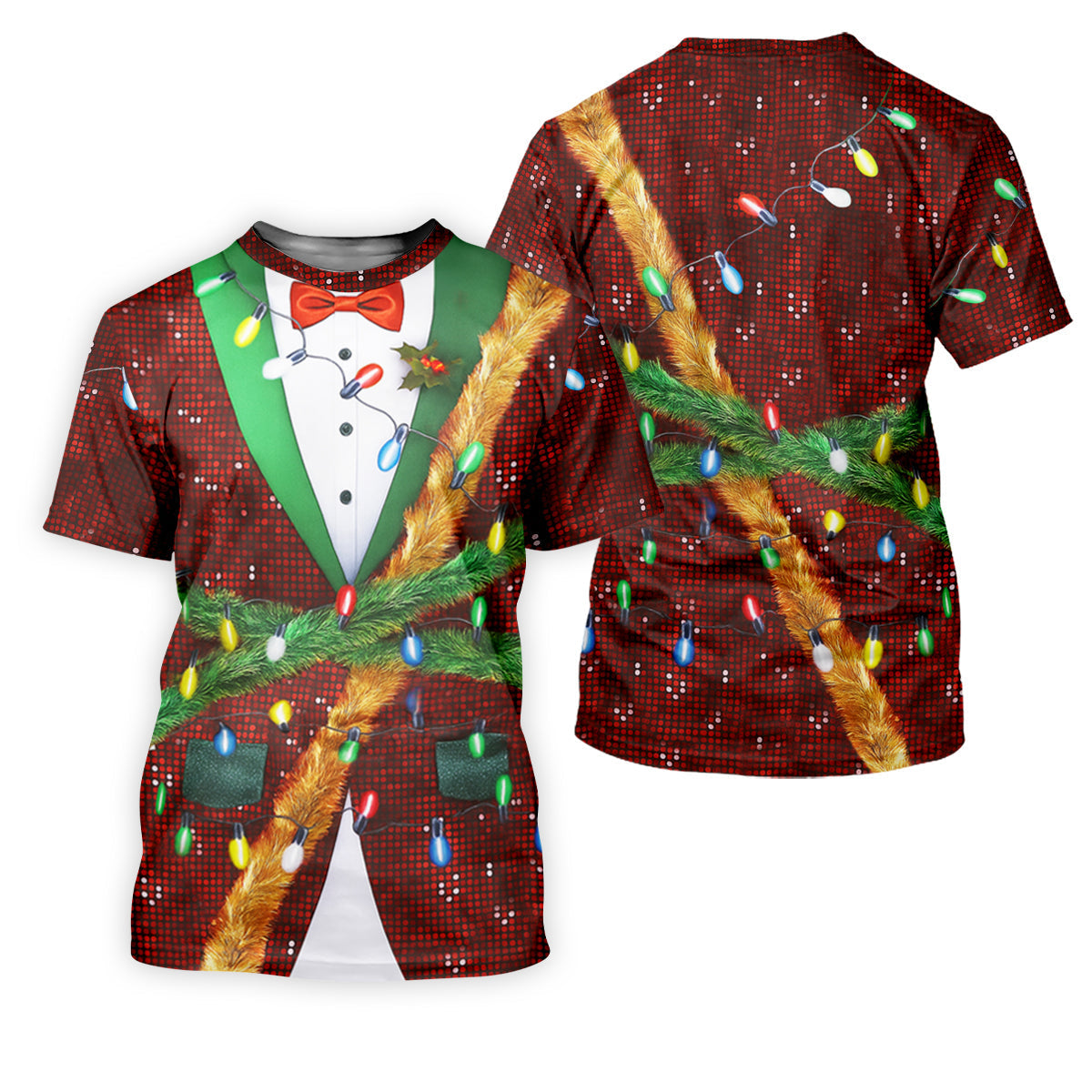 Christmas Lights Disco Ball Pattern Men's Golf Polo Shirttmas Golf Shirt, Golf Gift For Men
