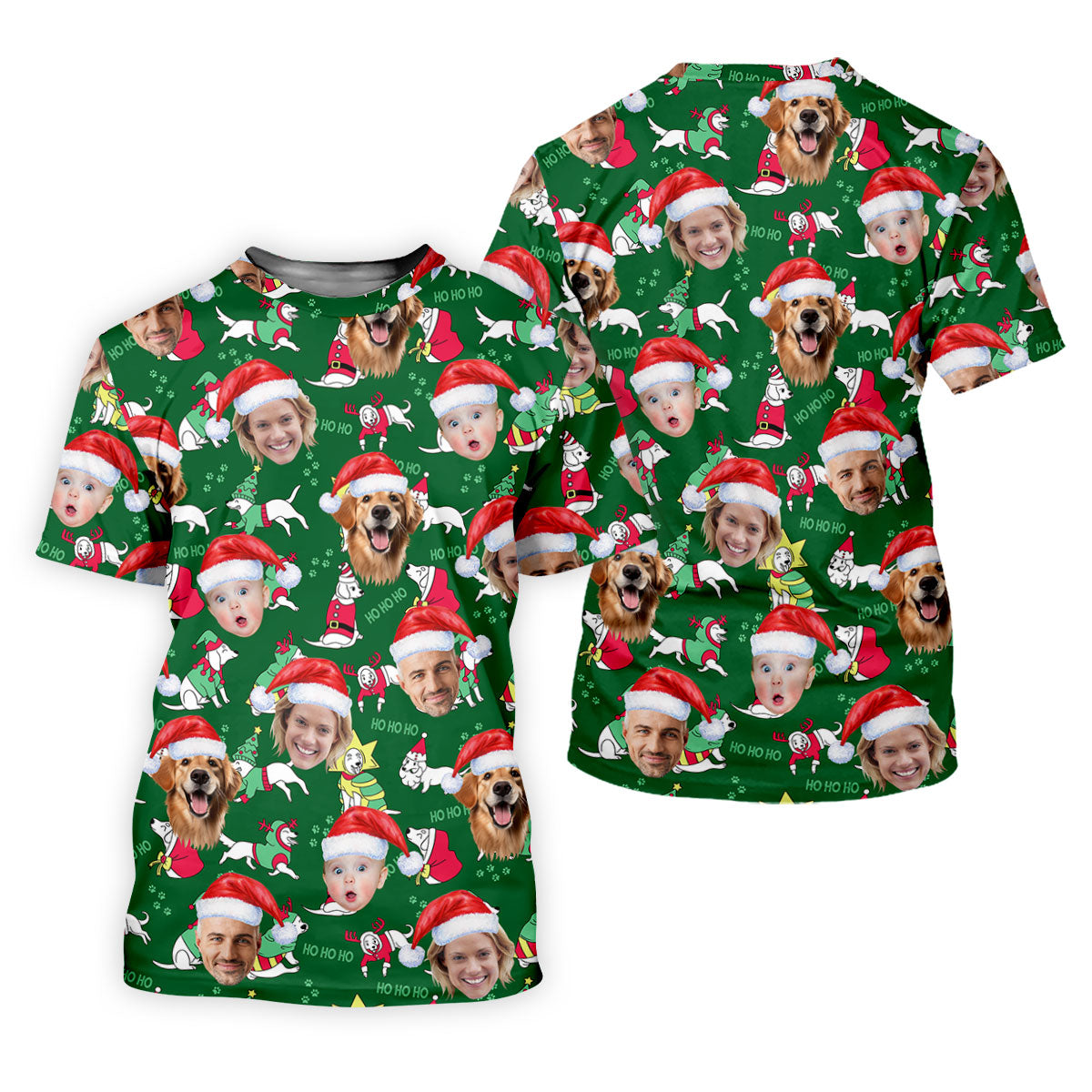 Custom Face Ho Ho Ho Cute White Dog Christmas Golf Shirt, Ladies Golf Shirts, Golf Gifts For Women