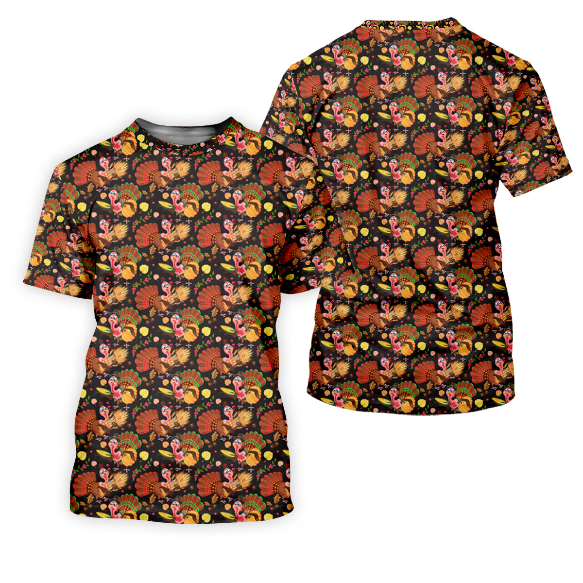 Turkey Pumpkin Thanksgiving Holiday Black And Brown Ladies Golf Tops, Women Golf Top, Golf Gift For Ladies