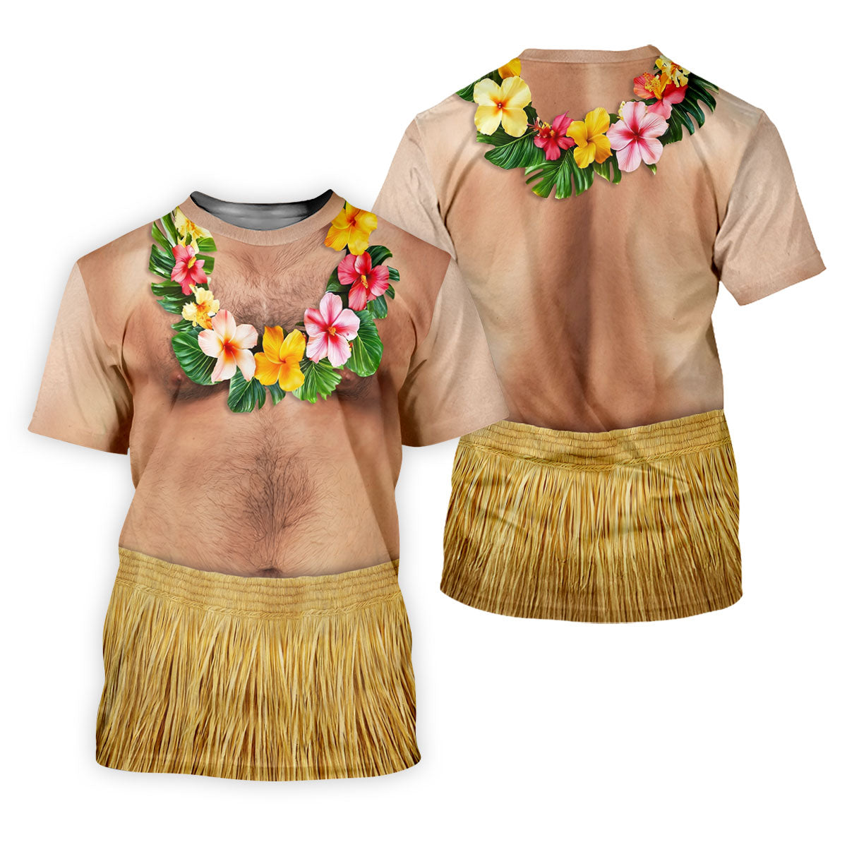 Floral Lei Tropical Theme Party Men's Funny Golf Shirts, Hawaiian Golf Shirt, Polo Shirtor Men