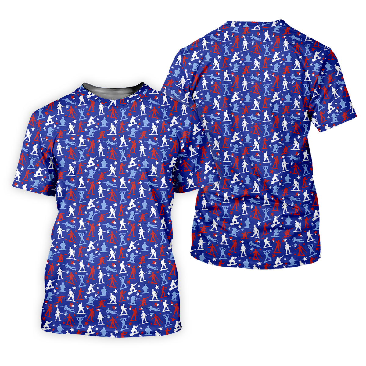 Red White Blue Soldier Pose Patriotic 4th Of July Golf Shirt, 250th Anniversary Golf Shirts For Men
