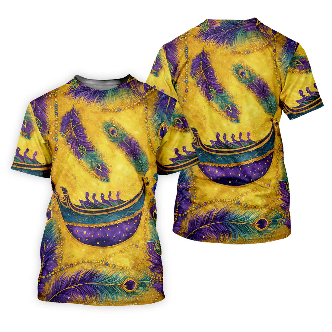 Mardi Gras Day Gradient Art Feather Print Retro Women's Golf Tops, Ladies Golf Shirts